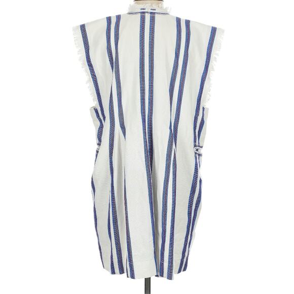 Etoile Isabel Marant Denzie Cotton Canvas Striped Poncho Mini Dress L - Picture 6 of 12
